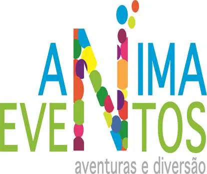 Logotipo colorido "Anima Eventos, aventuras e diversão